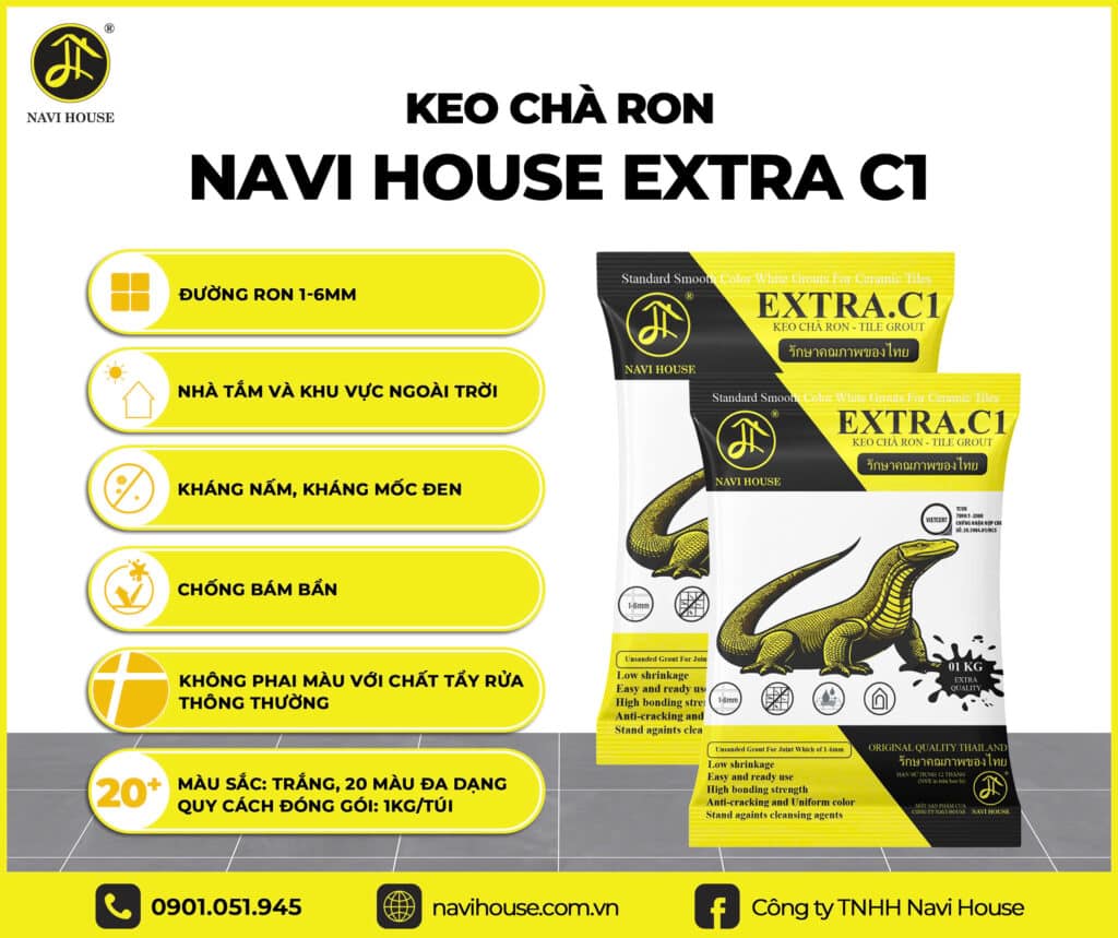 Keo chà ron Extra C1 có nhiều màu sắc đa dạng và công dụng linh hoạt trong nhiều công trình