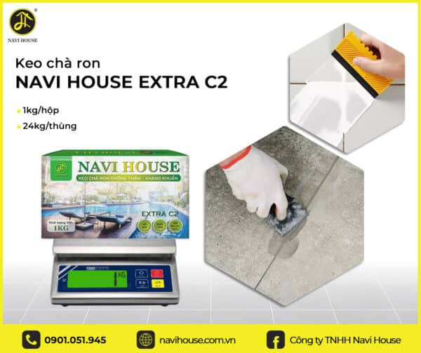 Keo chà ron của Navi House, sau 10-15 phút keo bắt đầu se mặt, 24h ron mạch đạt độ cứng