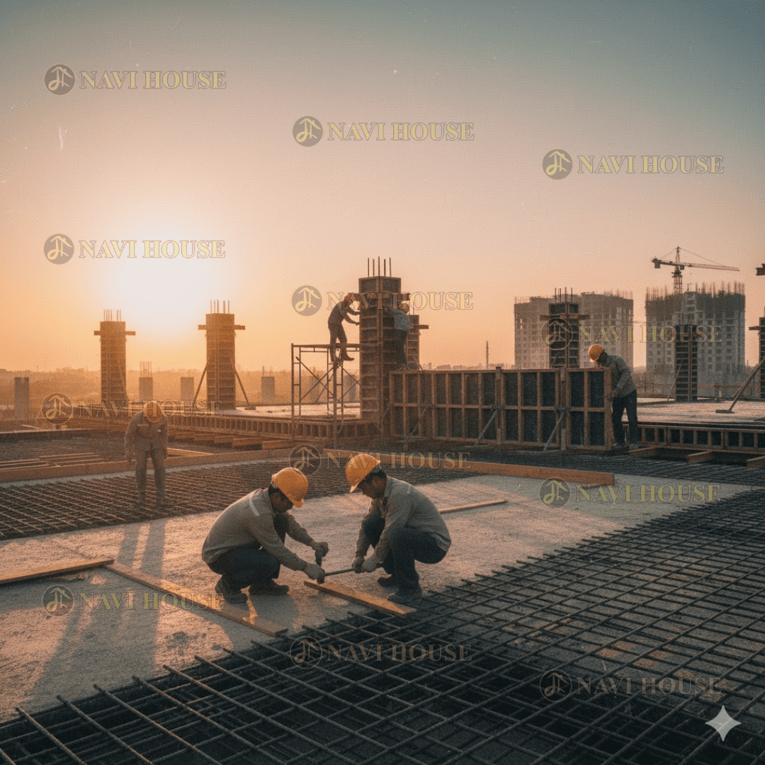 Thi công cốp pha gồm: lắp đặt, đổ bê tông, kiểm tra và tháo dỡ cốp pha