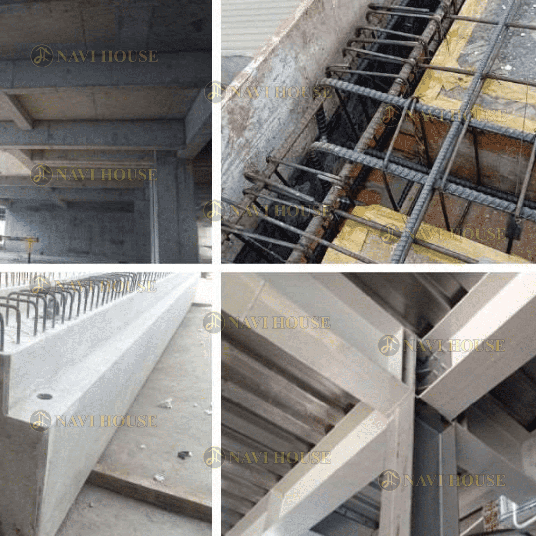 Dầm nhà phổ biến hiện nay gồm: dầm bê tông cốt thép, dầm xi măng, dầm tổ hợp,...