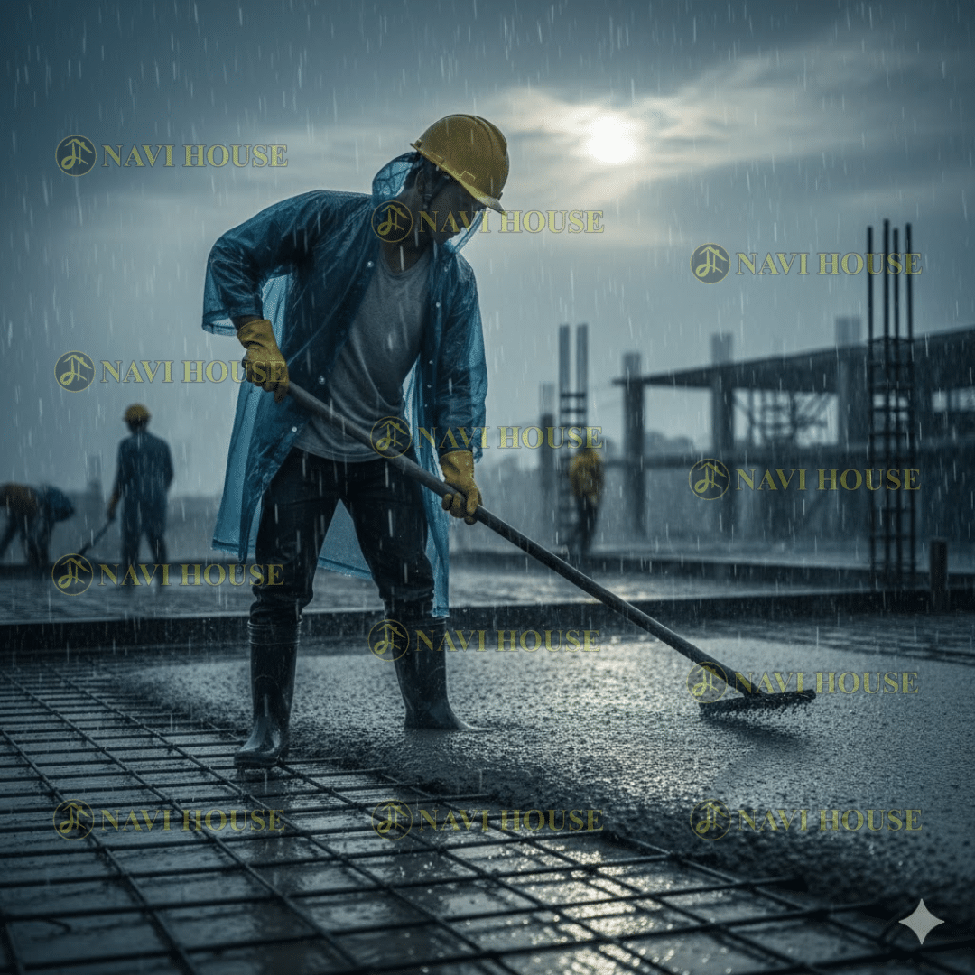 Đổ bê tông gặp trời mưa có sao không và hơn 7 cách khắc phục hiệu quả