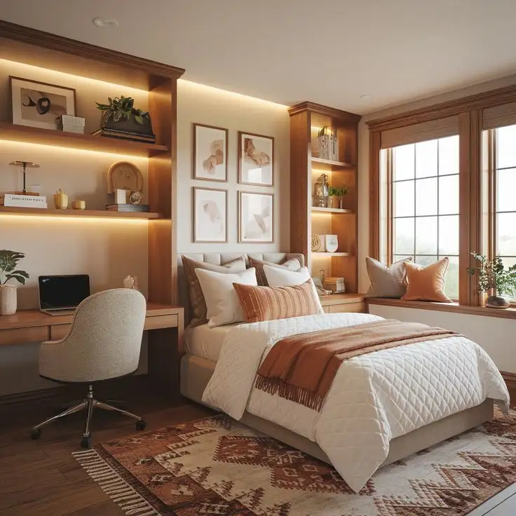Decor Phòng Ngủ 10m2 Như Thế Nào? Top 21+ Ý Tưởng Hay Mách Bạn 23 Decor phòng ngủ 10m2 với nội thất gỗ mang lại cảm giác ấm áp, tinh tế.