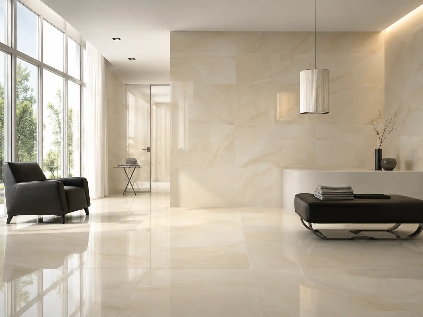 Phối màu gạch ốp tường phòng khách