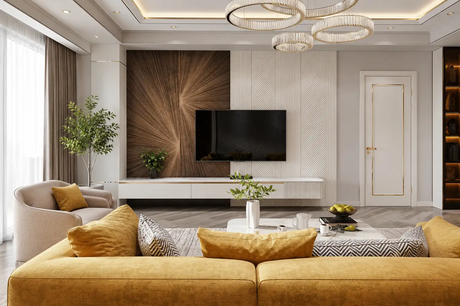 Vách ốp tường phòng khách
