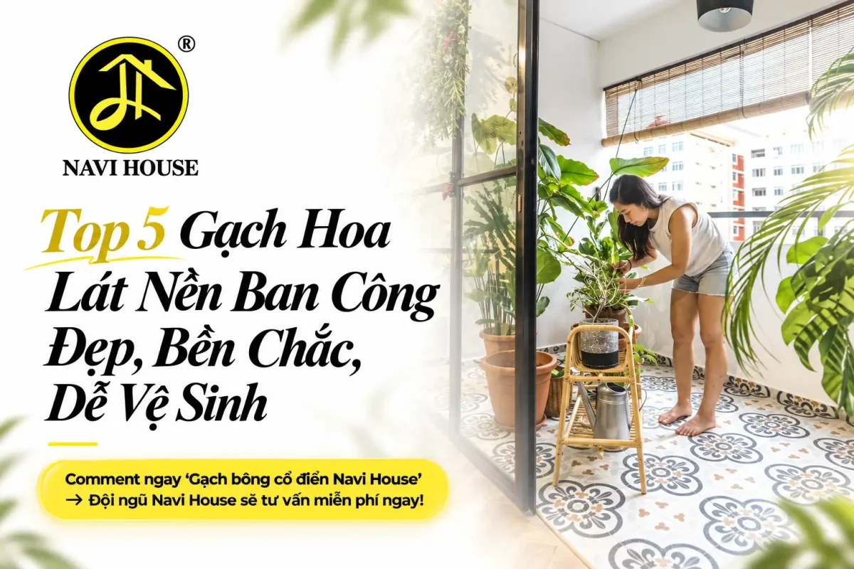 Top 5 gạch hoa lát nền ban công đẹp, bền chắc, dễ vệ sinh